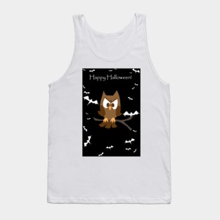 "Happy Halloween" Spooky Brown Owl Tank Top